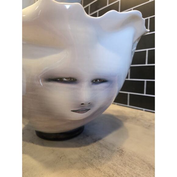 Bing Gleitsman Porcelain 3D Four Faced Bowl/Vase Post Modern Oddities Décor EUC - Picture 9 of 16